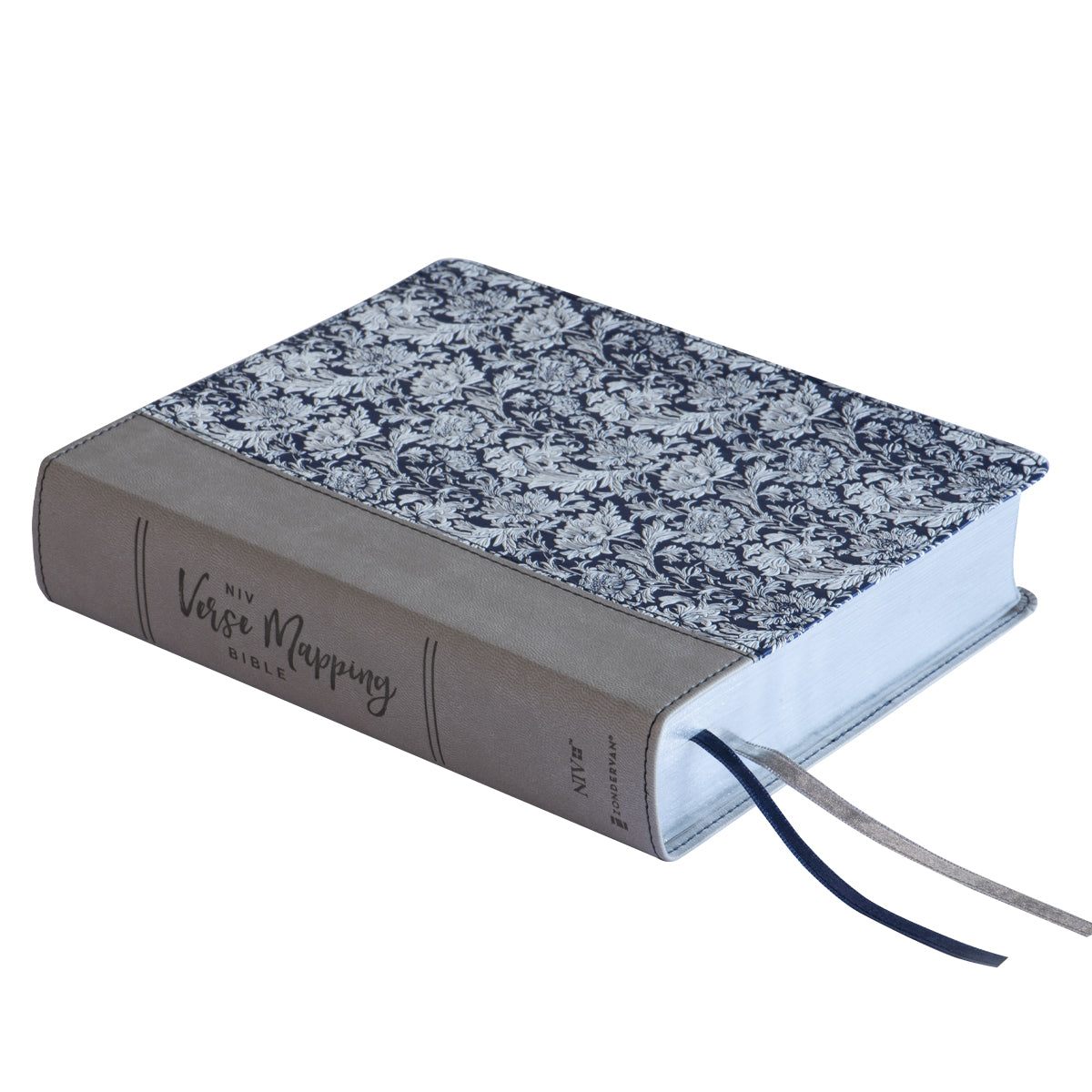 NIV Verse Mapping Bible Navy Floral (Comfort Print)(Imitation Leather)