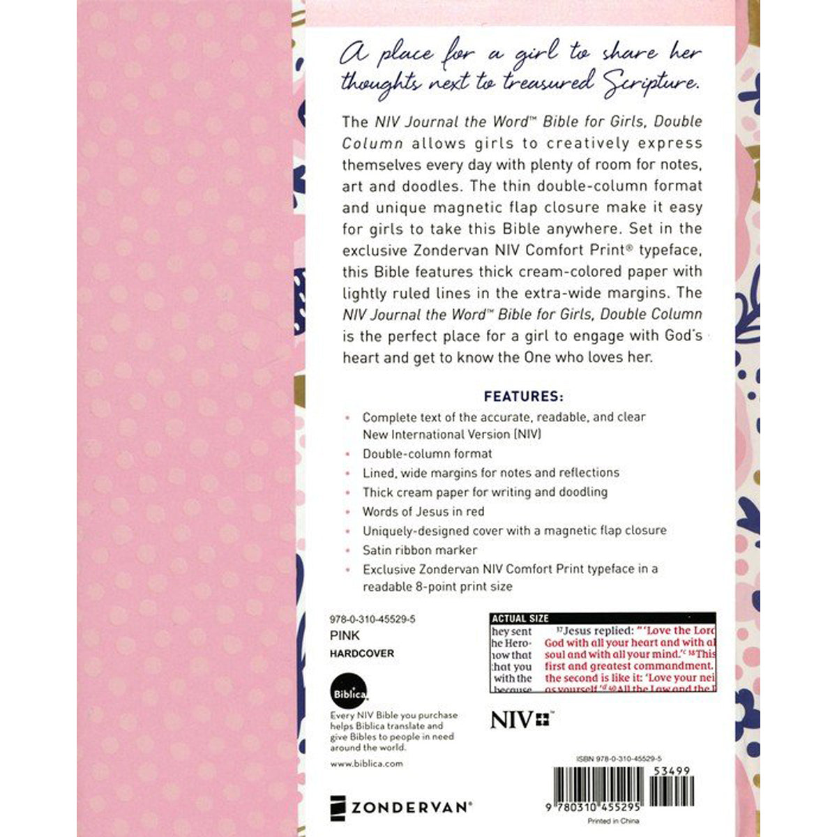 NIV Journal / Word / Girls Double-Column Pink Magnetic Closure Red Letter (Comfort Print)(Hardcover)