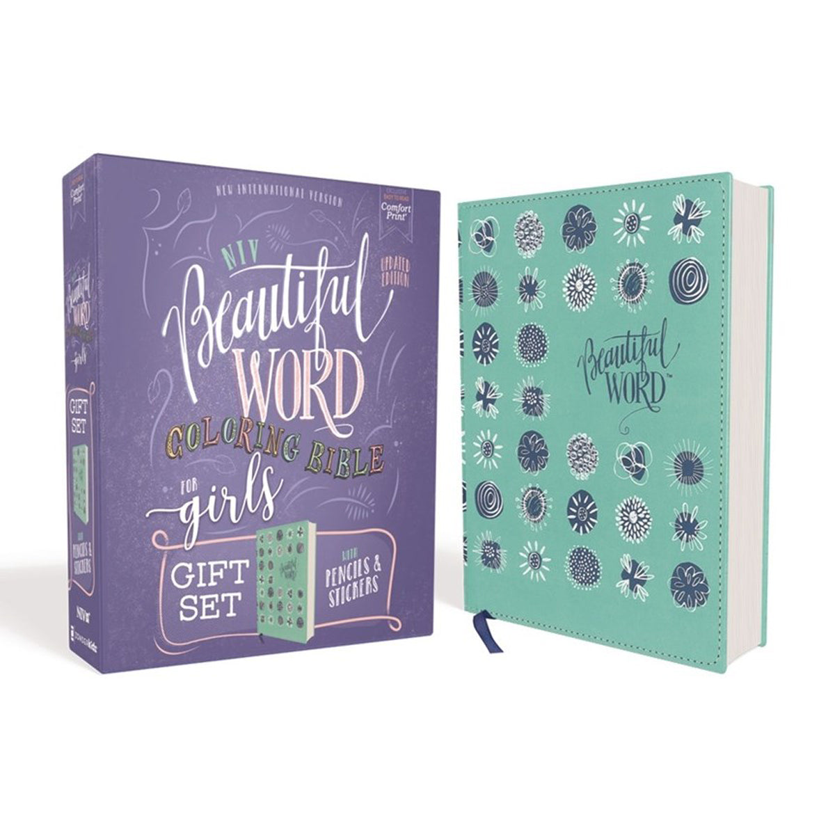 NIV Beautiful Word Coloring Bible For Girls Pencil / Sticker Teal (Comfort Print)(Imitation Leather)