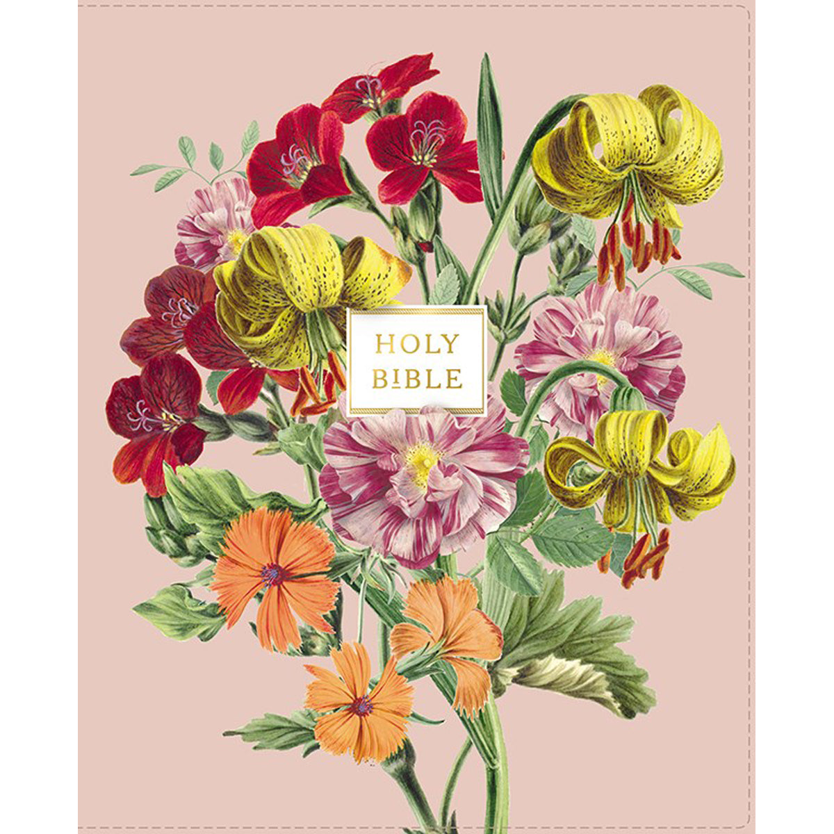 NIV Artisan Collection Red Letter Floral Bible Blush (Comfort Print)(Imitation Leather)