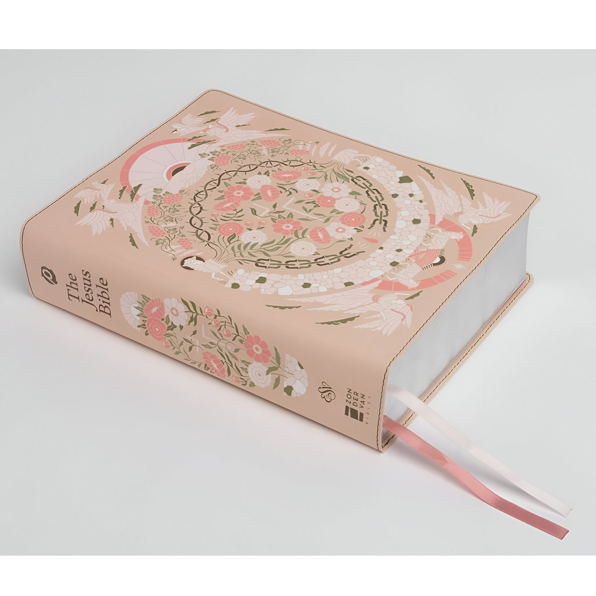 ESV Peach Floral Imitation Leather Jesus Bible Artists Edition