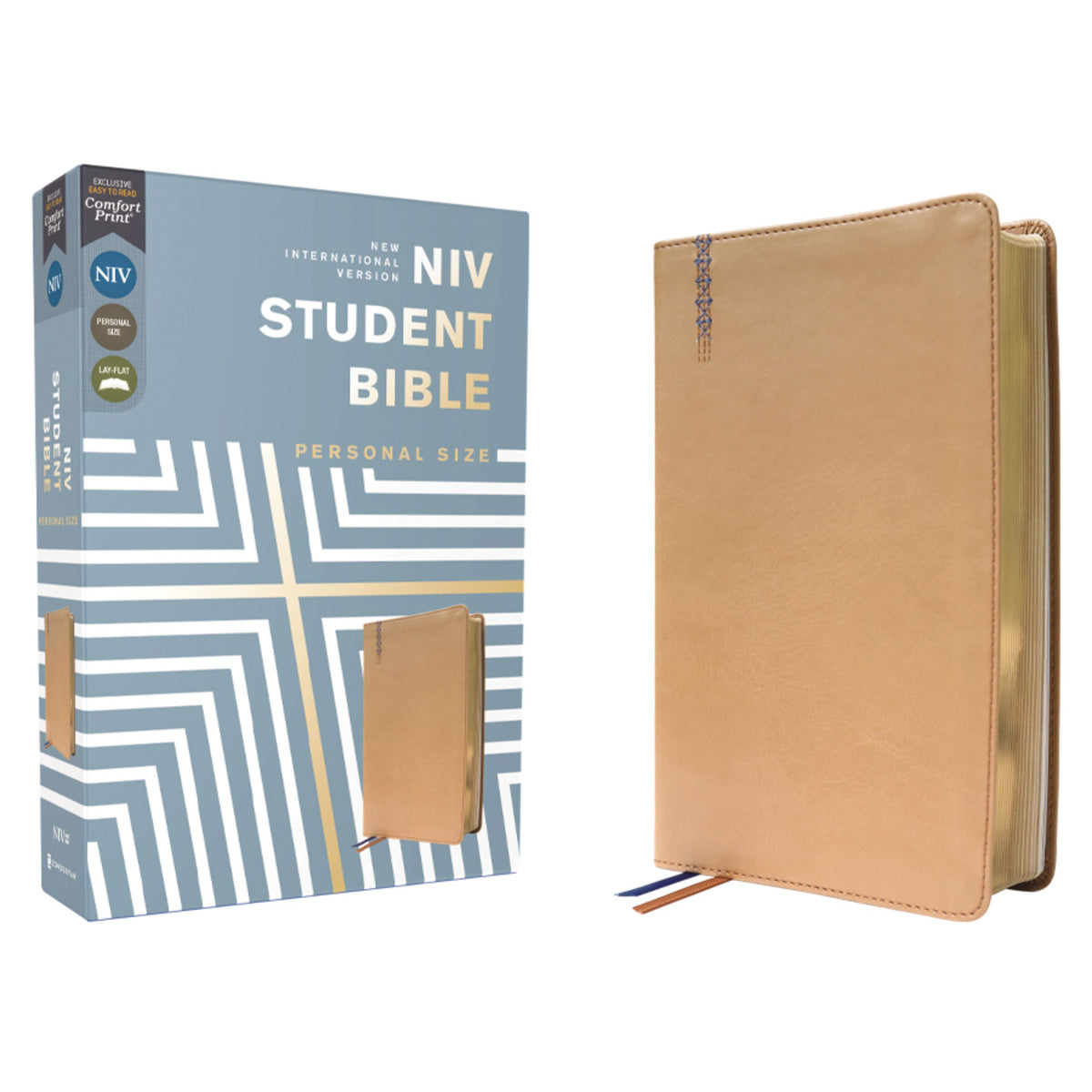 NIV Tan Imitation Leather Personal Size Student Bible Comfort Print