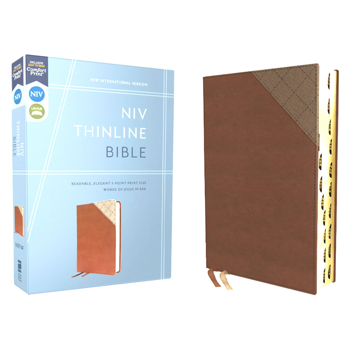 NIV Brown Imitation Leather Thinline Bible Comfort Print