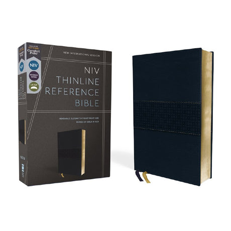 NIV Thinline Reference Bible Red Letter Comfort Print Navy (Imitation Leather)