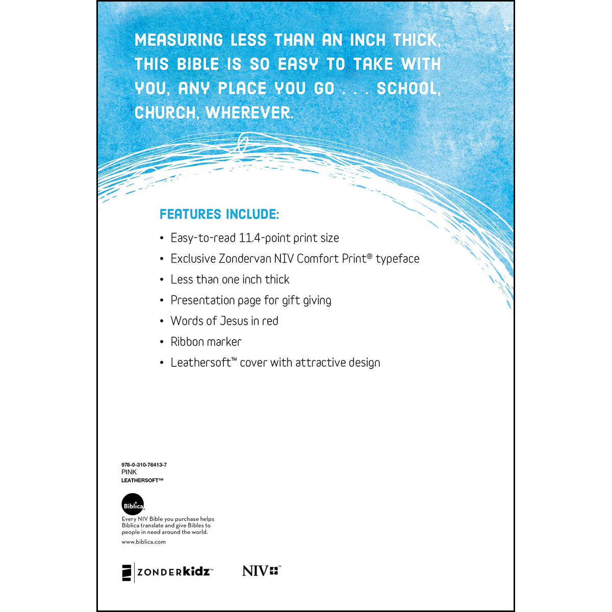 NIV For Kids Large Print Red Letter Pink (Comfort Print)(Imitation Leather)