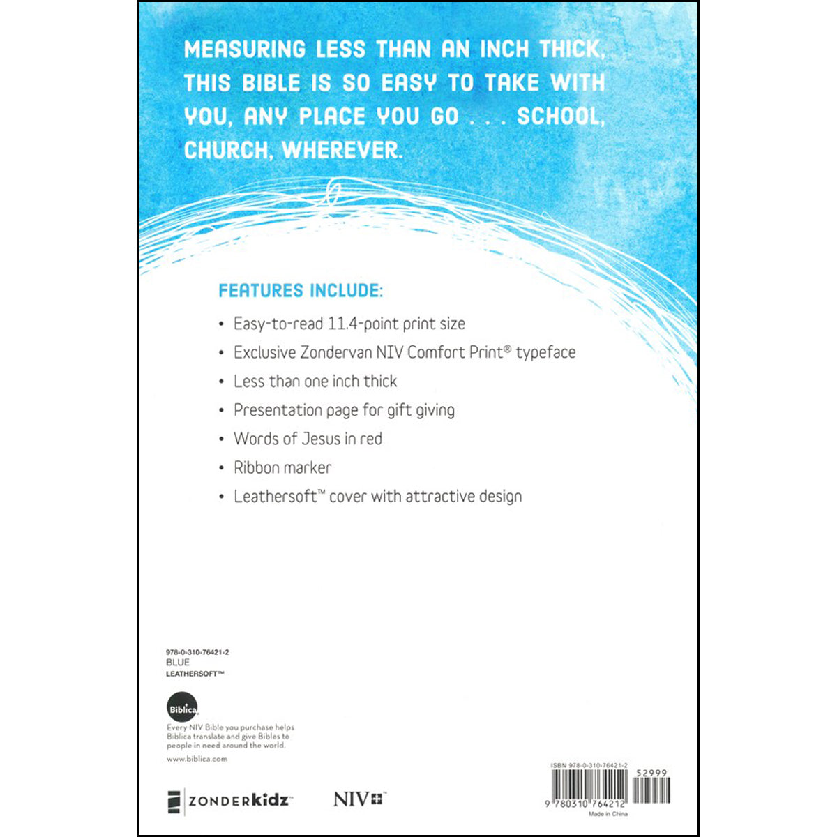 NIV For Kids Large Print Red Letter Blue (Comfort Print)(Imitation Leather)