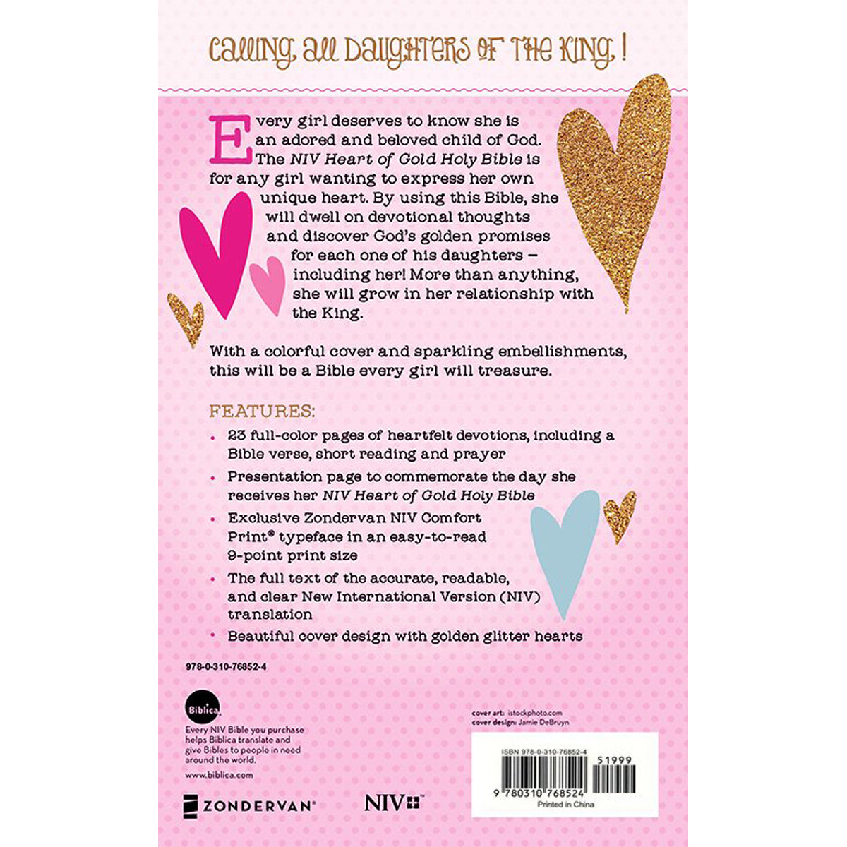 NIV Heart Of Gold Holy Bible Red Letter (Comfort Print)(Hardcover)