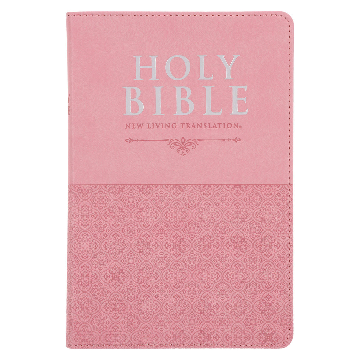 NLT Pink Pattern Faux Leather Standard Bible Thumb Indexed