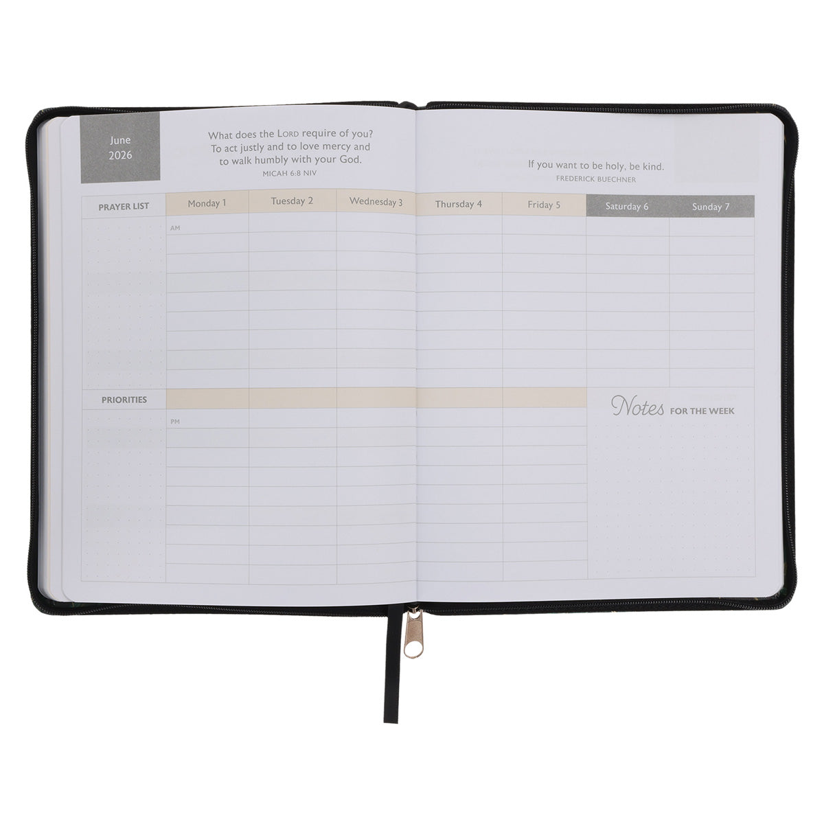 2026 Diary - 18-Month Planner for Women - In Strength and Dignity - Faux Leather with Zip