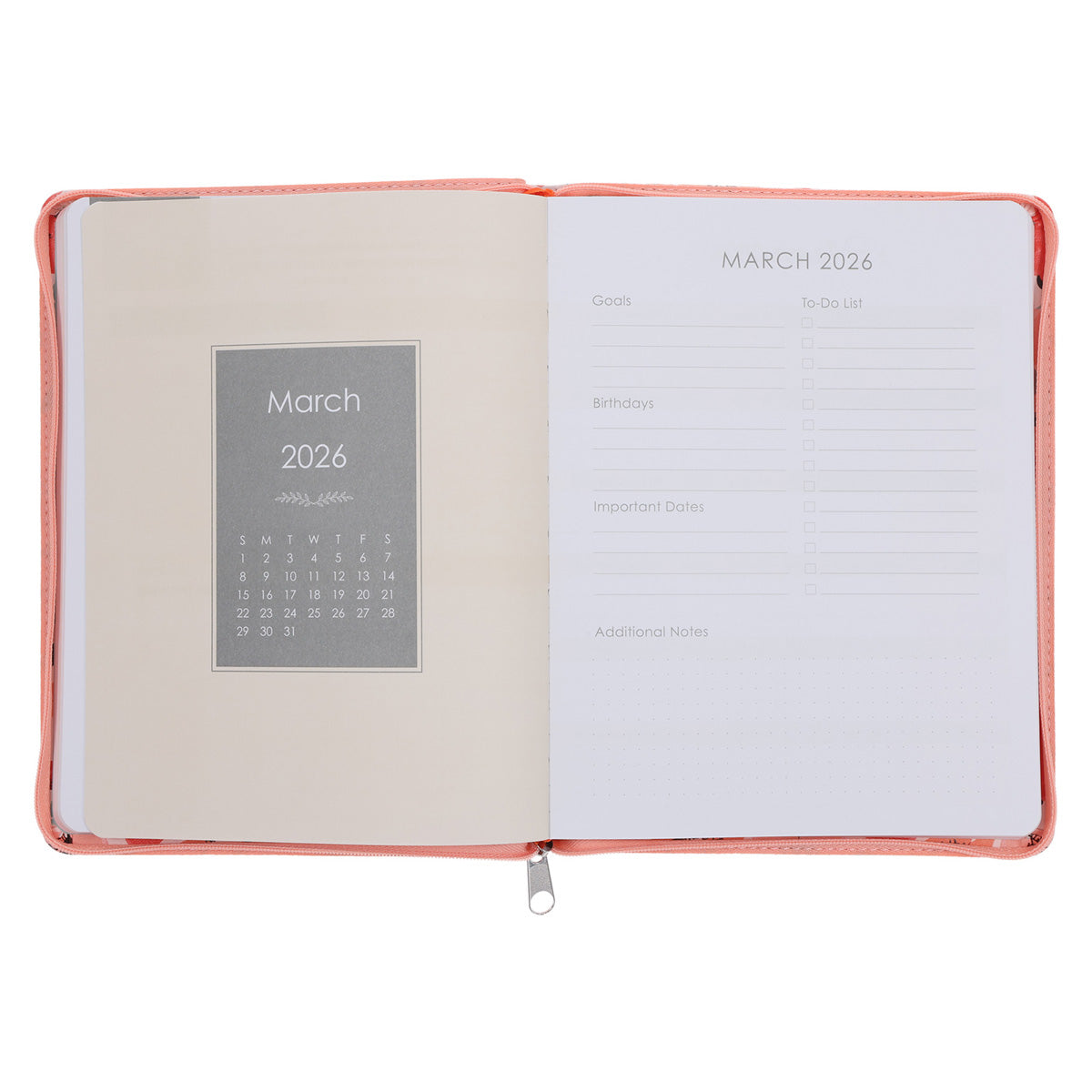 2026 Diary - 18-Month Planner for Women - Walk by Faith Not by Sight - Faux Leather with Zip