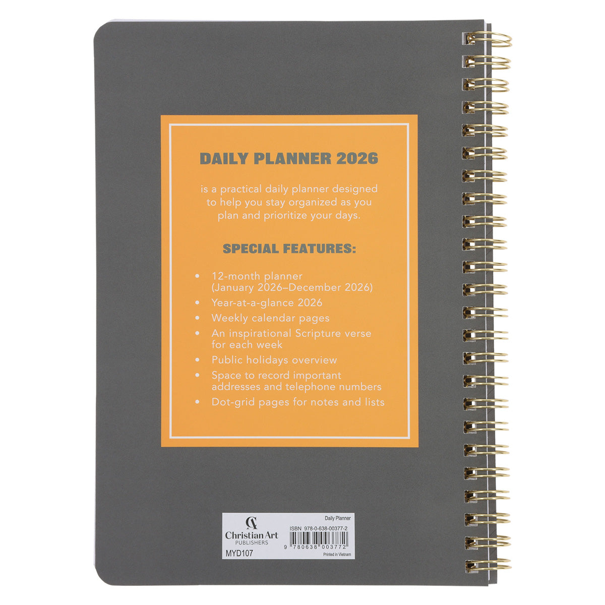 2026 Diary - Daily Planner - Strong and Courageous - Wirebound