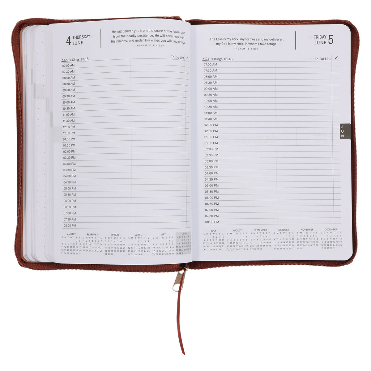 2026 Executive Diary - Daily Planner - The Lord is My Strength - Faux Leather with Zip