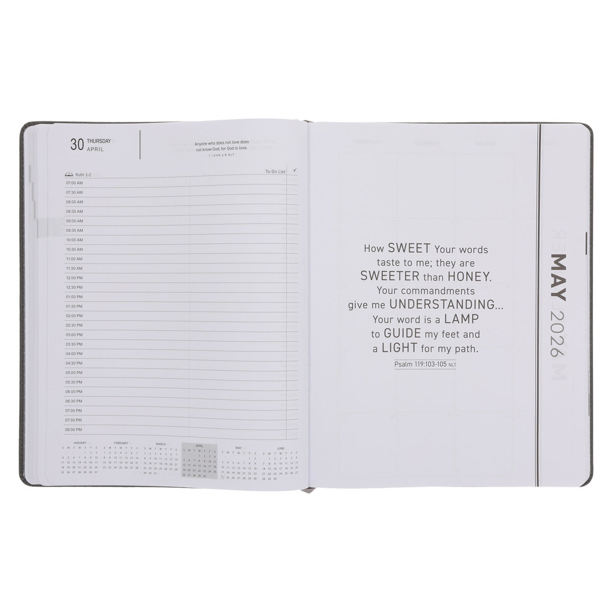 2026 A4 Executive Diary - Daily Planner - Be Strong in the Lord - Faux Leather