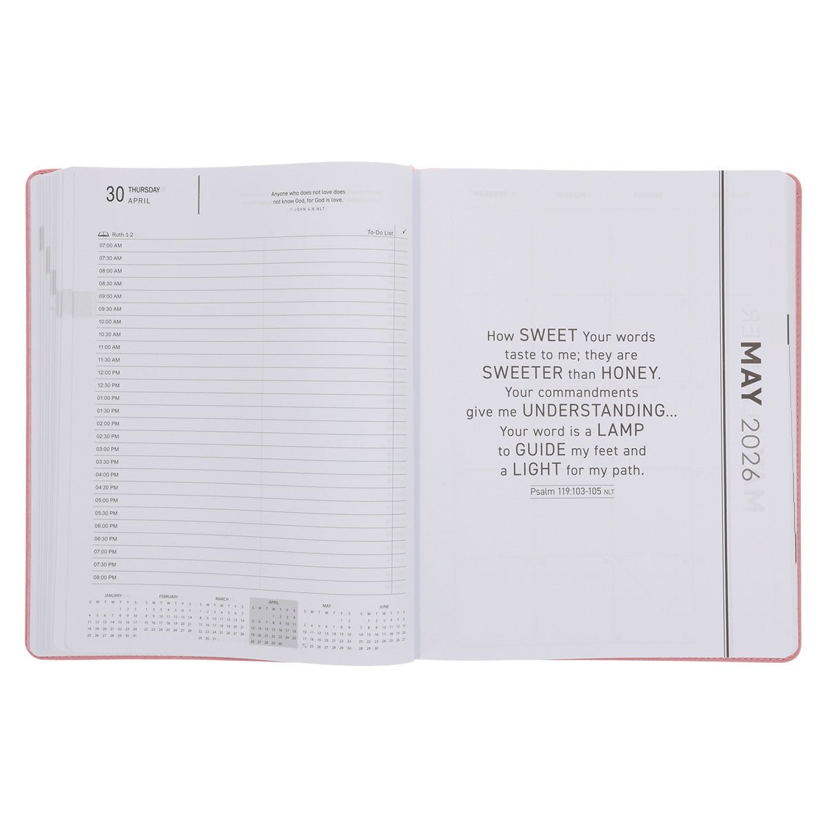2026 A4 Executive Diary - Daily Planner - God Is Our Refuge and Strength - Faux Leather