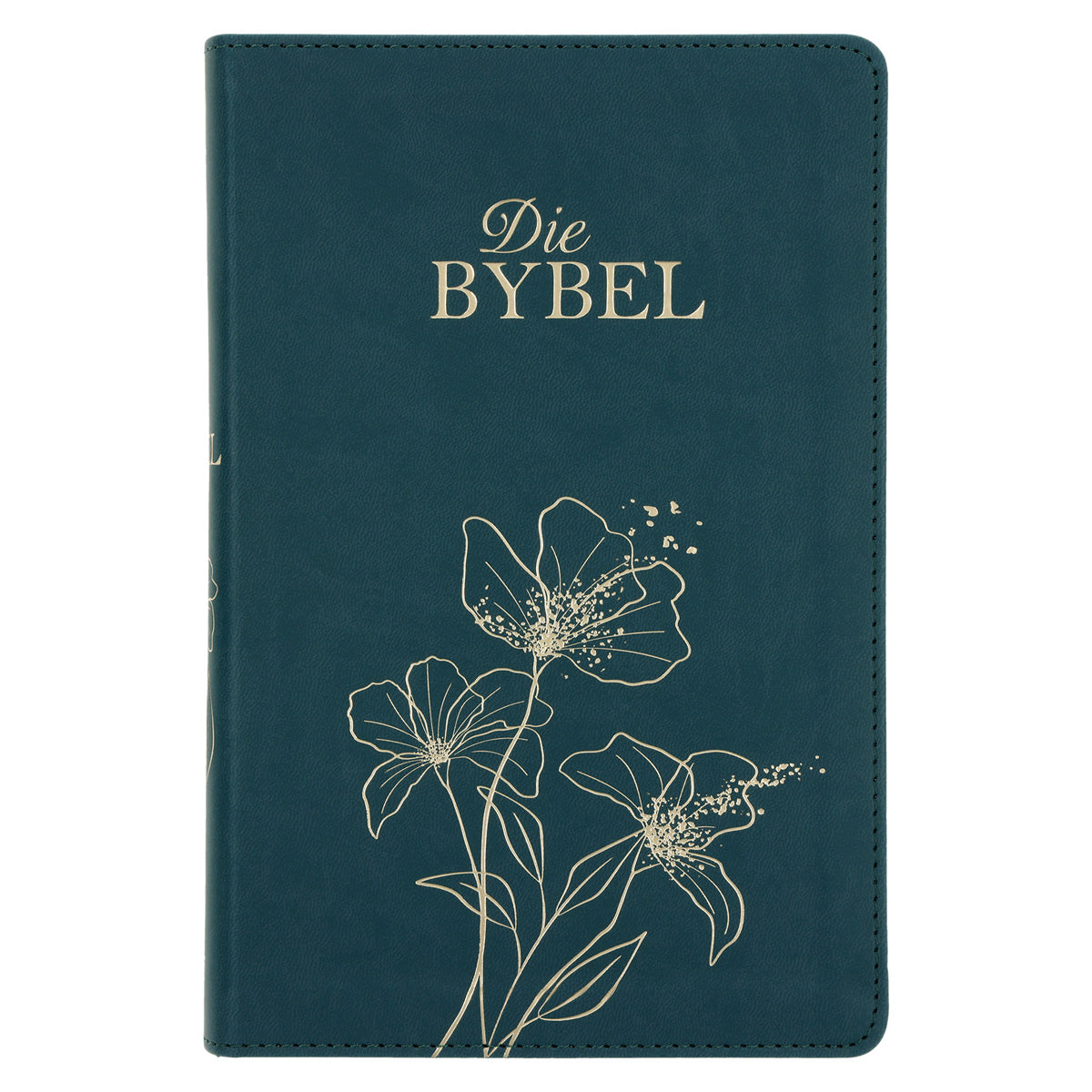 NLV Olyfgroen Met Goue Blomme Kunsleer Standaard Bybel Met Duimgrepe