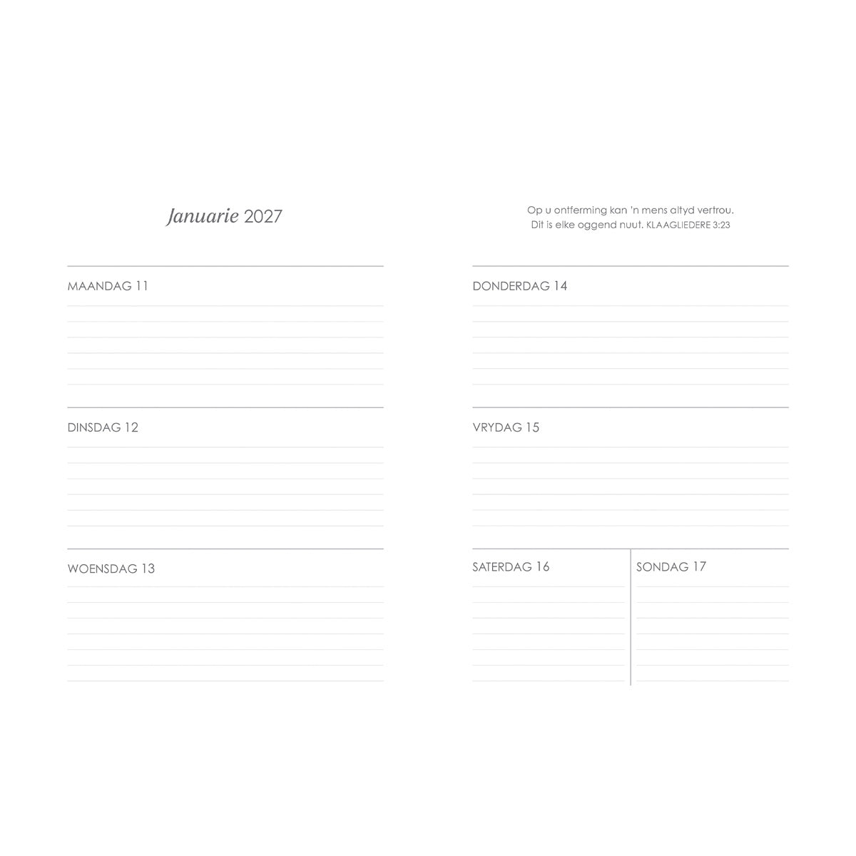 2027 Dagboek - Dagbeplanner - Onbeskryflike Genade - Ringbind