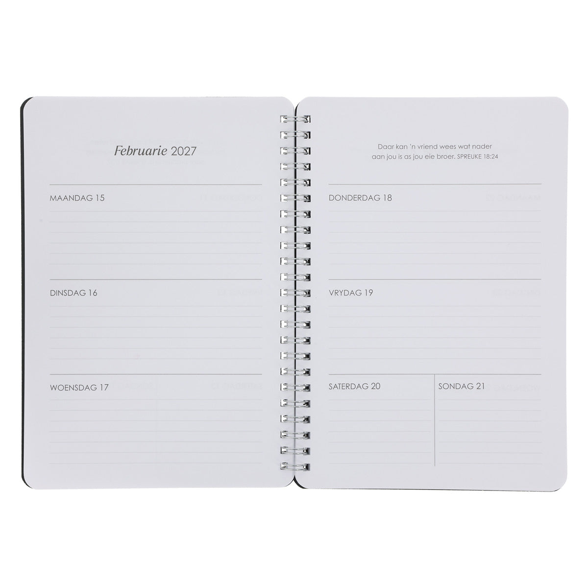 2027 Dagboek - Dagbeplanner - Niks Is Onmoontlik vir God Nie - Ringbind