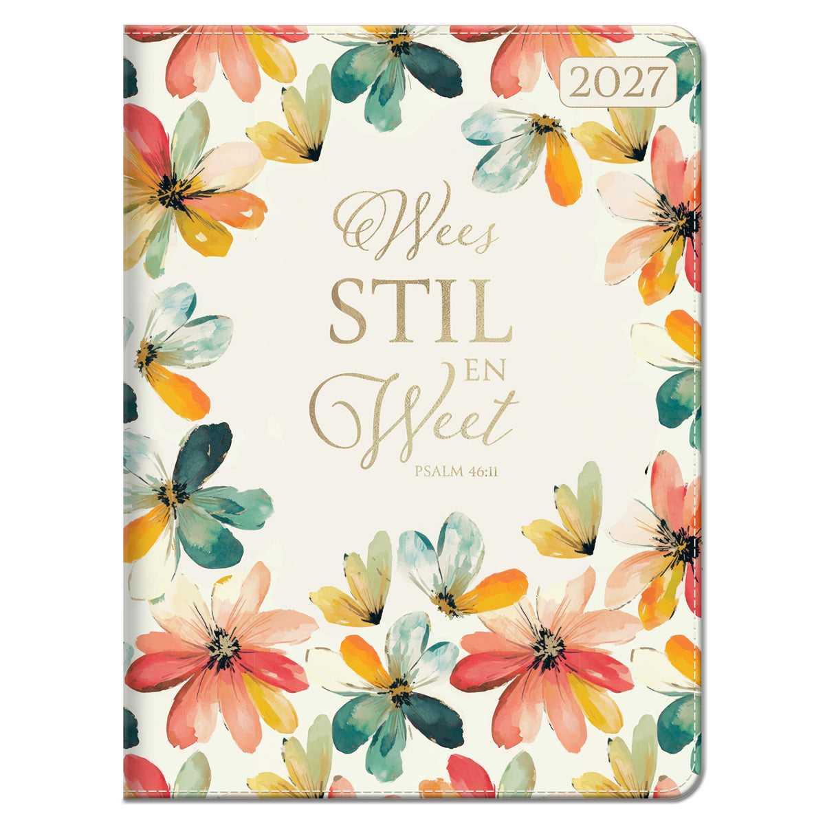 2027 18-Maande Dagbeplanner vir Vroue - Wees Stil en Weet - Kunsleer met Rits