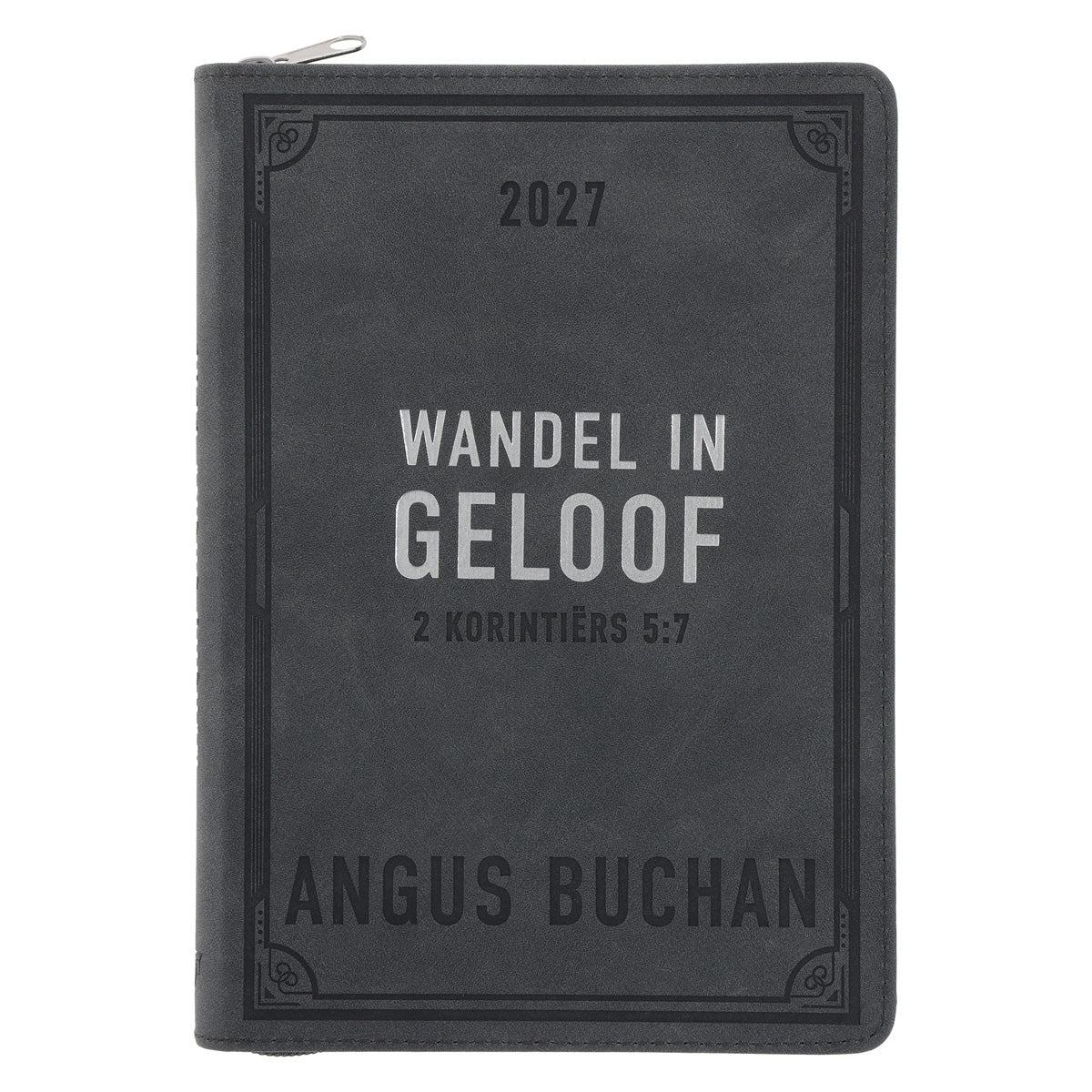2027 Angus Buchan Dagboek - Dagbeplanner - Wandel in Geloof - Kunsleer met Rits