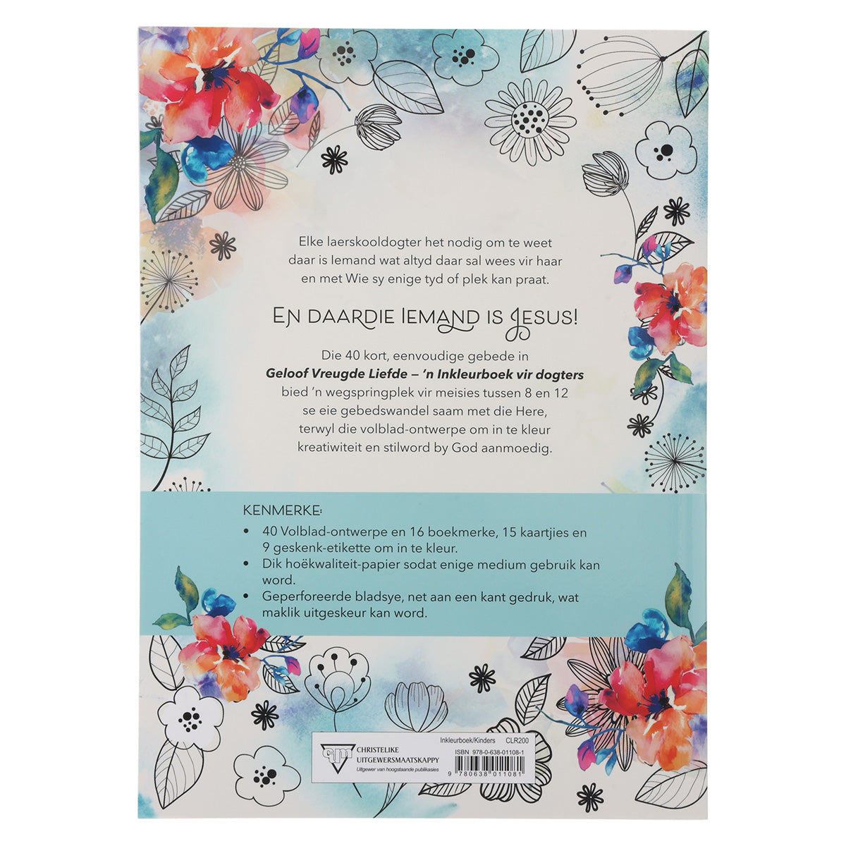 Geloof Vreugde Liefde Inkleurboek vir Dogters (Sagteband)