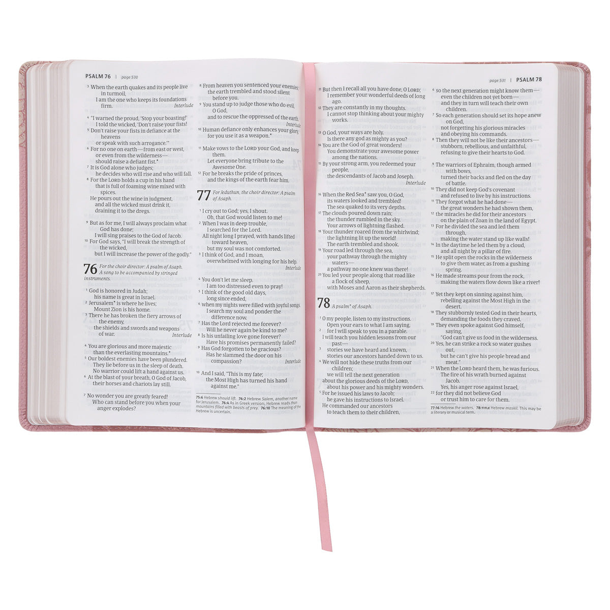 NLT Pink Peonies Genuine Leather Bible Large Print