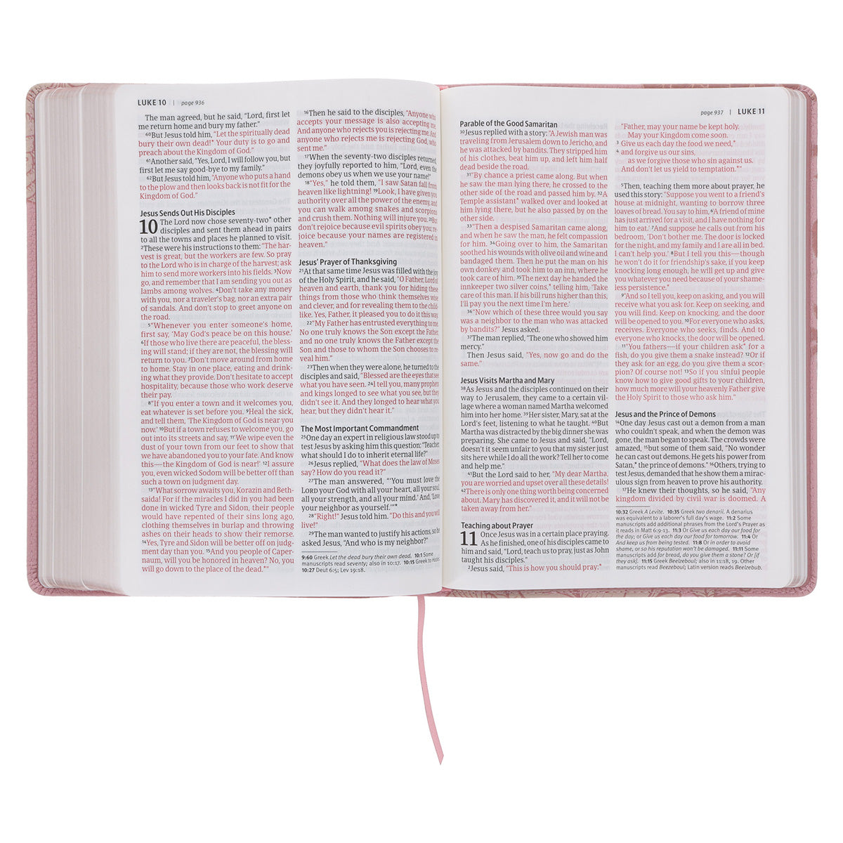 NLT Pink Peonies Genuine Leather Bible Large Print