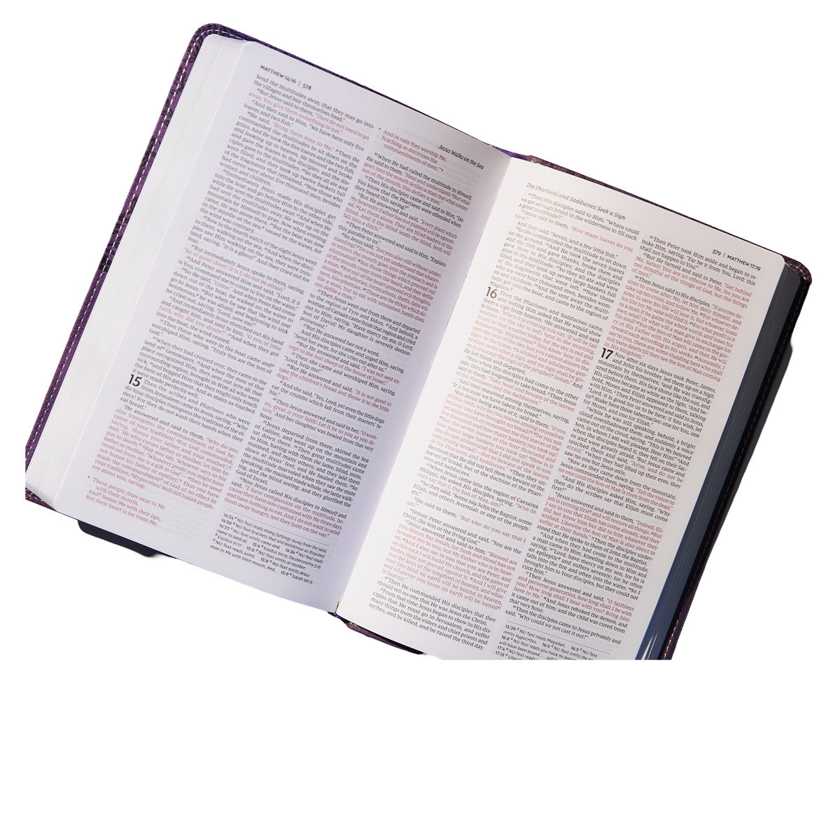 NKJV Purple Faux Leather Deluxe Gift Bible Red Letter Comfort Print