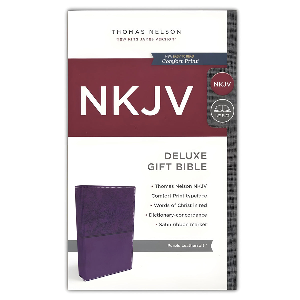 NKJV Purple Faux Leather Deluxe Gift Bible Red Letter Comfort Print