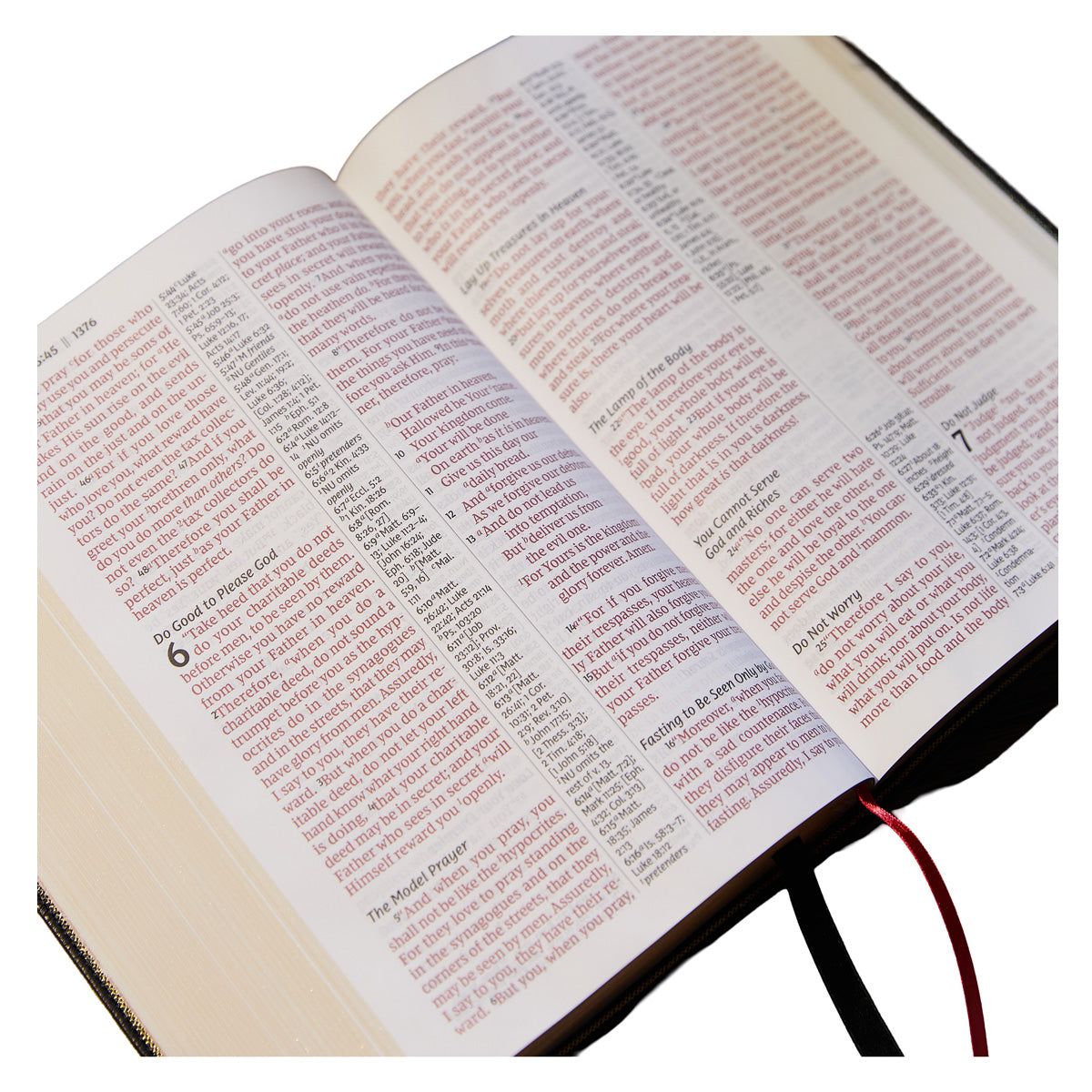 NKJV Ref Bible Center Column Red Letter Giant Print Burgundy (Imitation Leather)