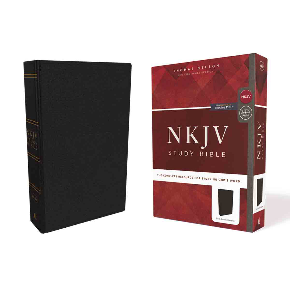 NKJV Study Bible Red Letter Premium Black (Comfort Print)(Bonded Leather)