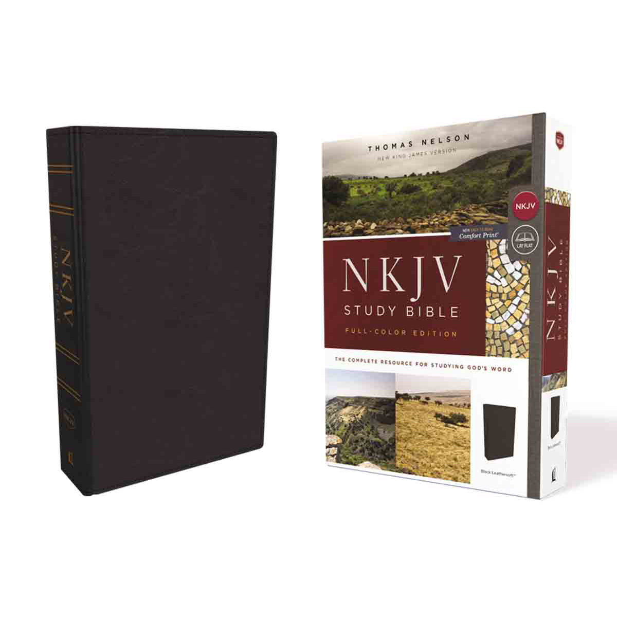 NKJV Study Bible Red Letter Full Color Black (Comfort Print)(Imitation Leather)