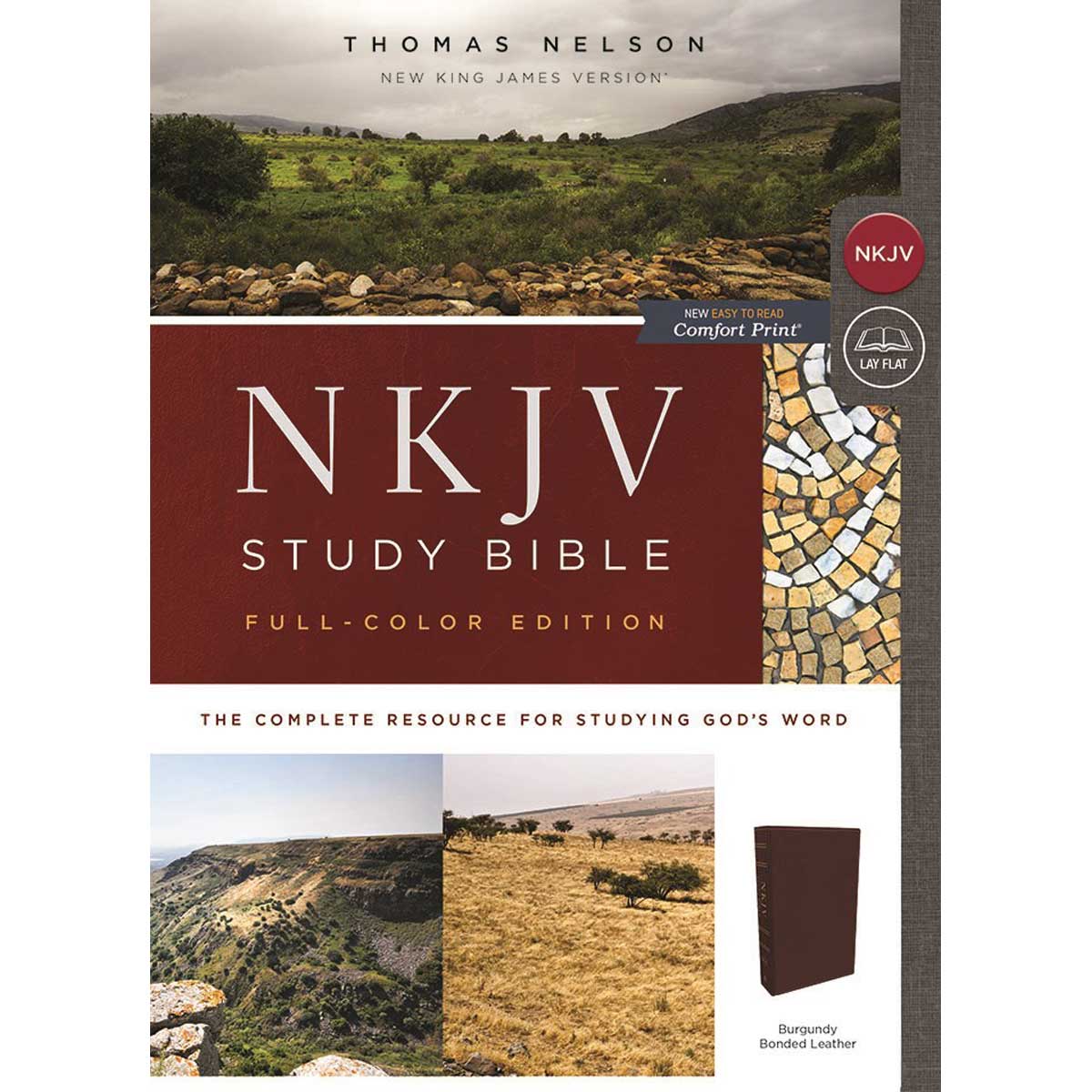 NKJV Study Bible Full Color Ed Burgundy (Comfort Print)(Imitation Leather)