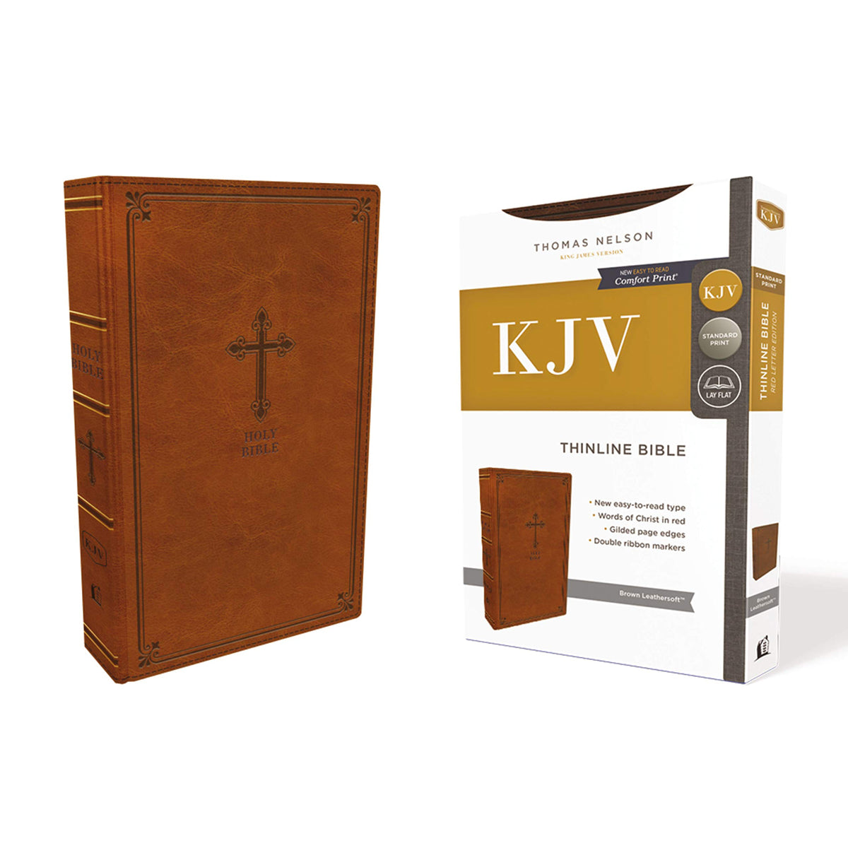 KJV Thinline Bible Red Letter Edition Brown (Comfort Print)(Imitation Leather)