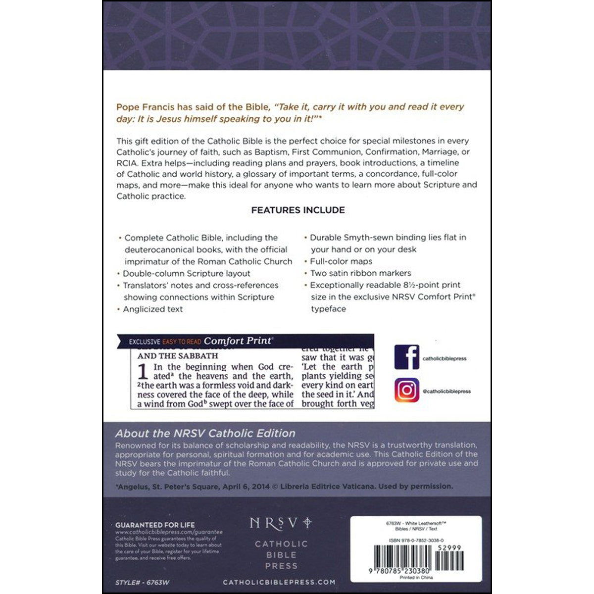 NRSV Catholic Gift Edition White (Comfort Print)(Imitation Leather)