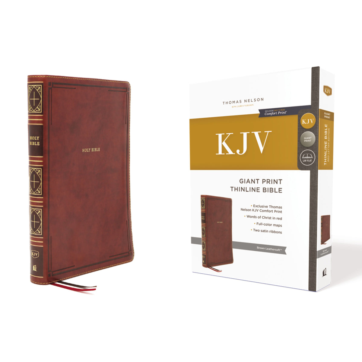 KJV Thinline Bible Red Letter Giant Print Brown (Comfort Print)(Imitation Leather)