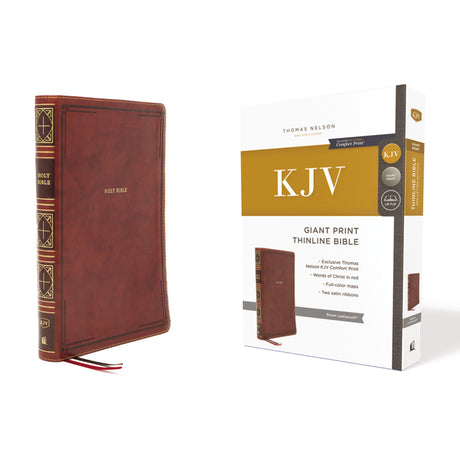 KJV Thinline Bible Red Letter Giant Print Brown (Comfort Print)(Imitation Leather)
