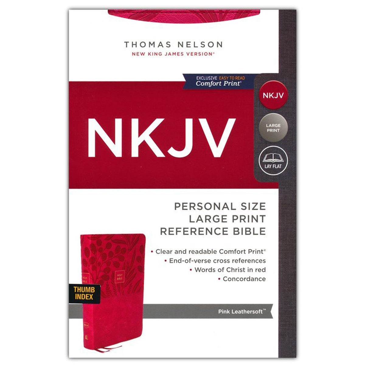 NKJV End Of Verse Personal Size Ref Bible Large Print Indexed Pink (Comfort Print)(Imitation Leather
