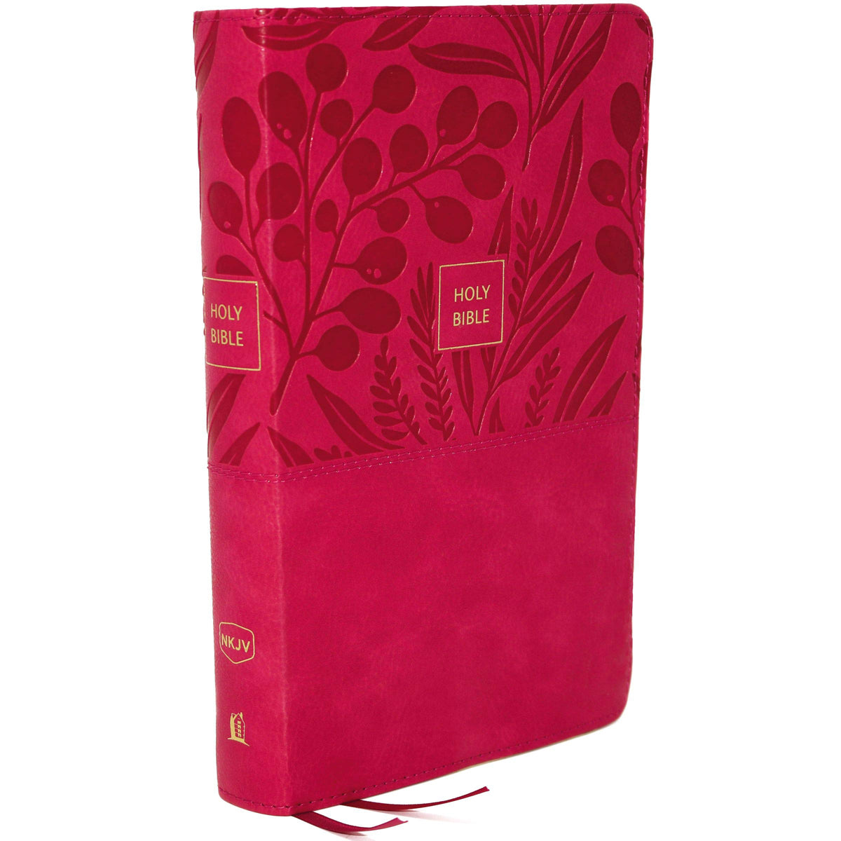NKJV End Of Verse Personal Size Ref Bible Large Print Indexed Pink (Comfort Print)(Imitation Leather
