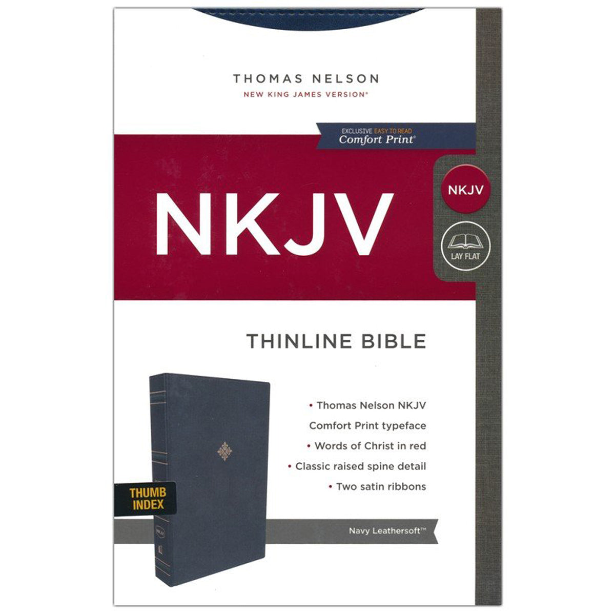NKJV Thinline Bible Red Letter Ed Indexed Navy (Comfort Print)(Imitation Leather)