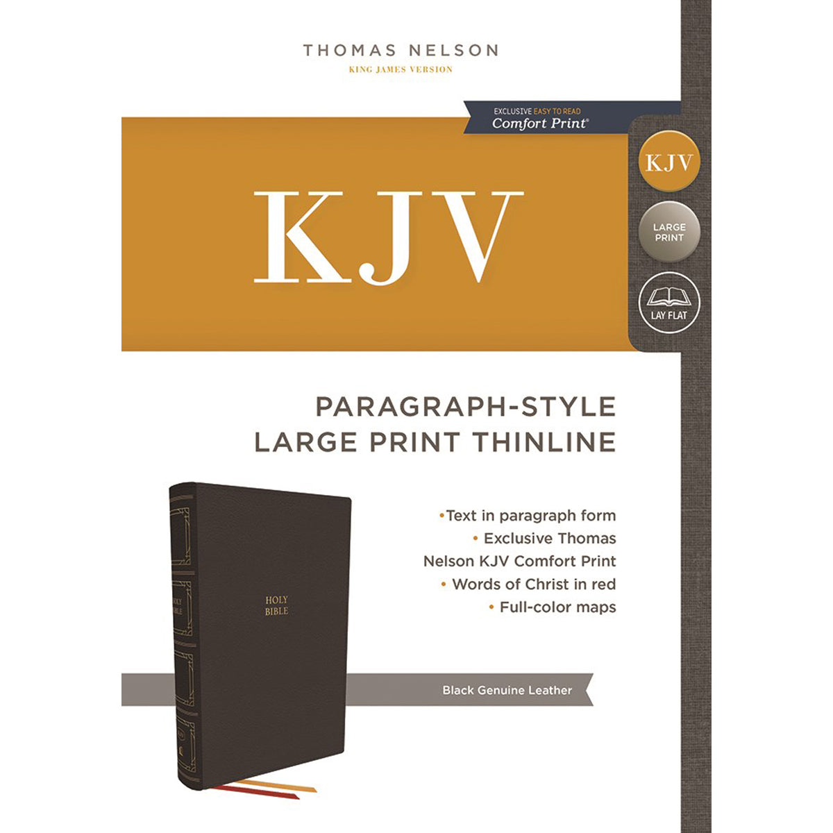 KJV Thinline Paragraph-Style Bib Red Letter Idx Blk (Comfort Print)(GL)