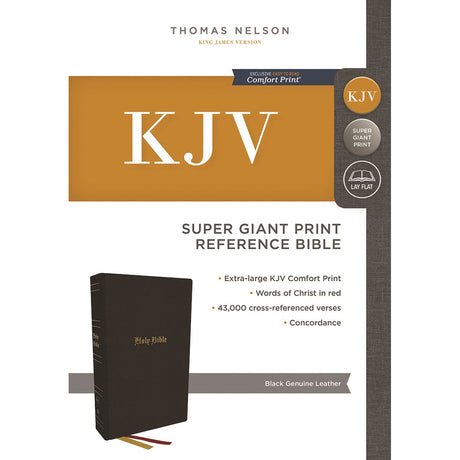 KJV Reference Super Giant Print Bible Red Letter Idx Black (Genuine Leather)