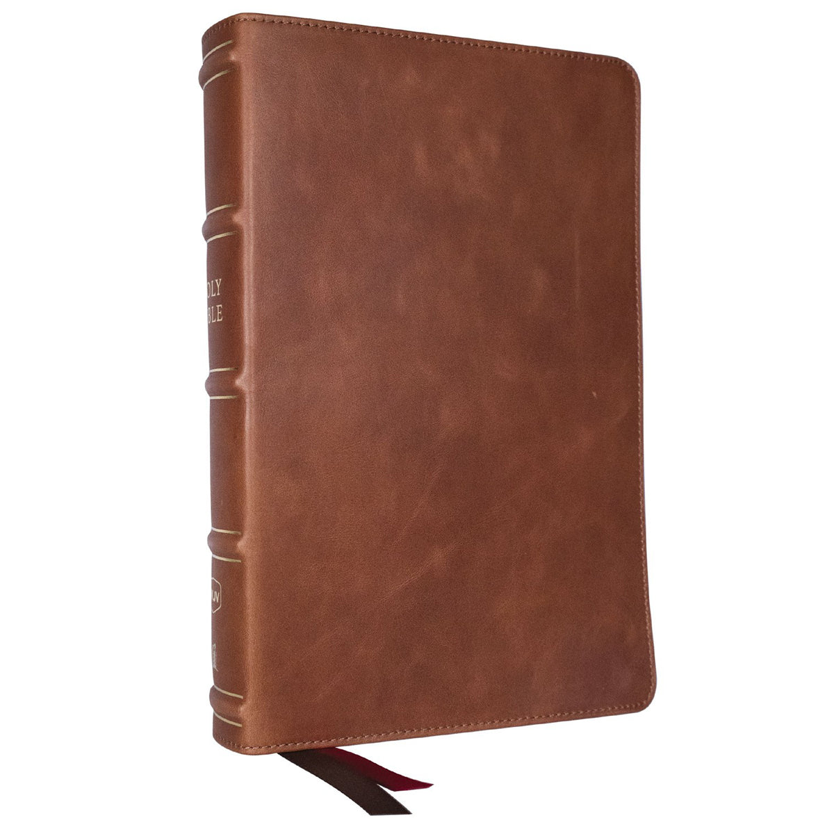 NKJV Brown Genuine Leather Single-Column Verse-by-Verse Reference Bible Comfort Print
