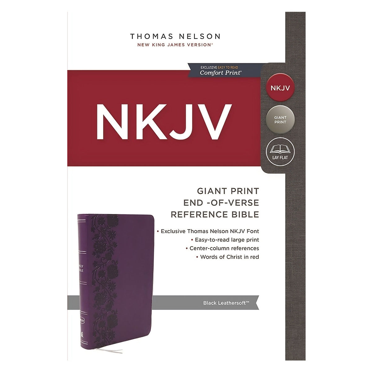 NKJV Purple Imitation Leather End-of-Verse Reference Holy Bible Comfort Giant Print
