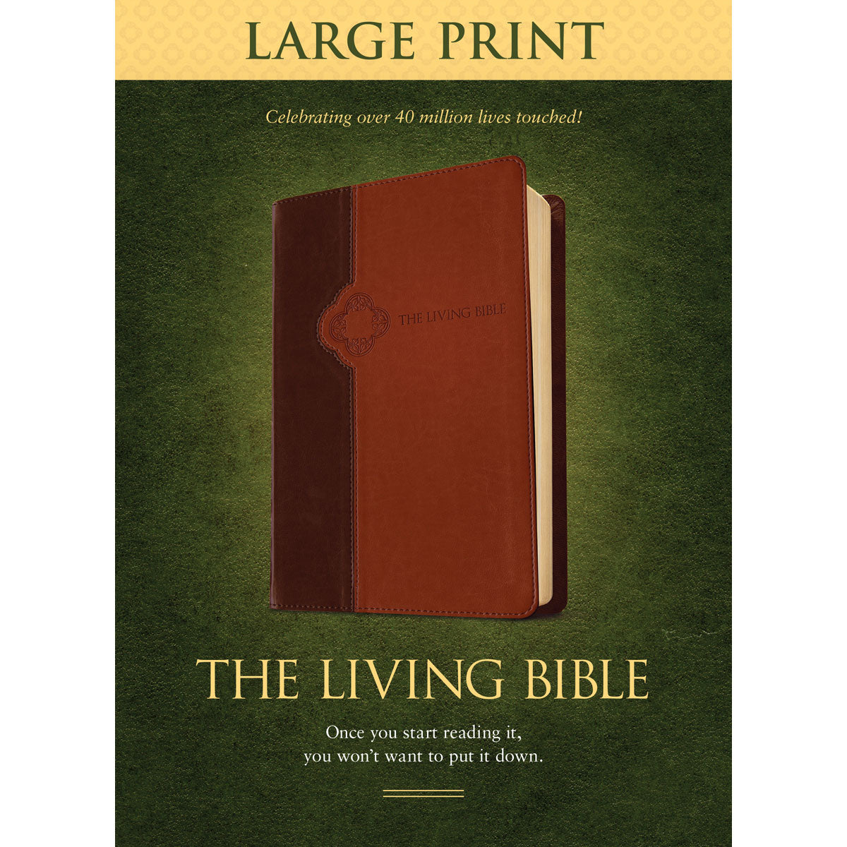 The Living Bible Large Print Two Tone Brown / Tan (Imitation Leather)
