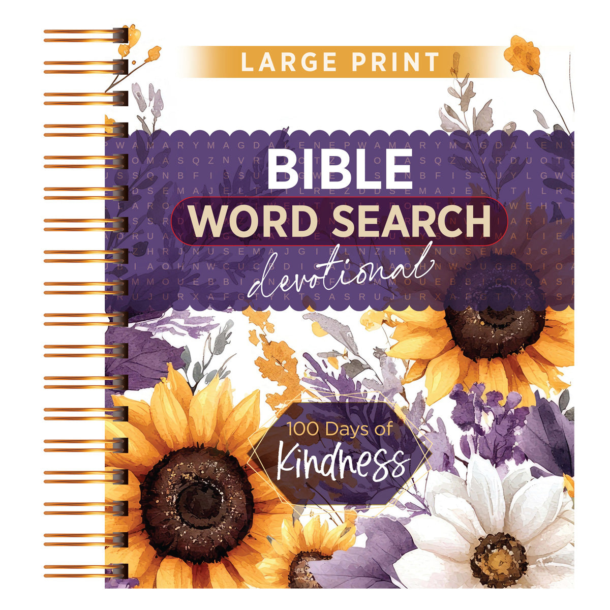 Bible Word Search Devotional: 100 Days of Kindness Large Print (Spiral-Bound)