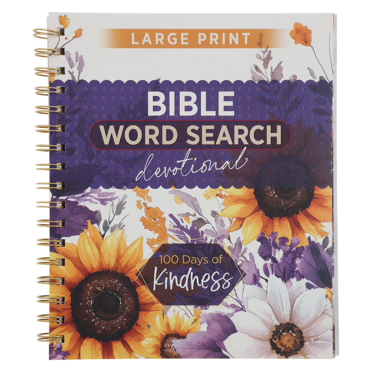 Bible Word Search Devotional: 100 Days of Kindness Large Print (Spiral-Bound)