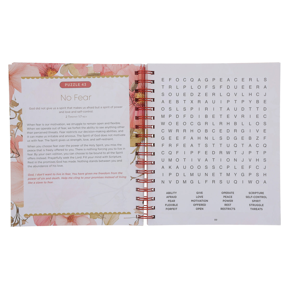 Bible Word Search Devotional: Words to Warm Your Heart Large Print (Spiral-Bound)