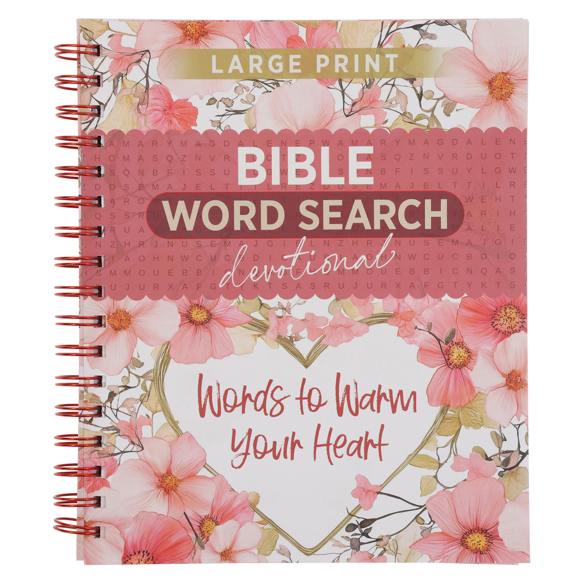 Bible Word Search Devotional: Words to Warm Your Heart Large Print (Spiral-Bound)