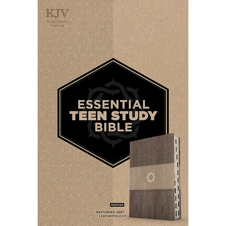 KJV Weathered Grey Imitation Leather Essential Teen Study Bible Indexed