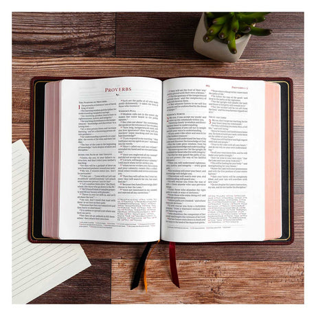 CSB Marbled Burgundy Genuine Leather Verse-by-Verse Reference Handcrafted Bible